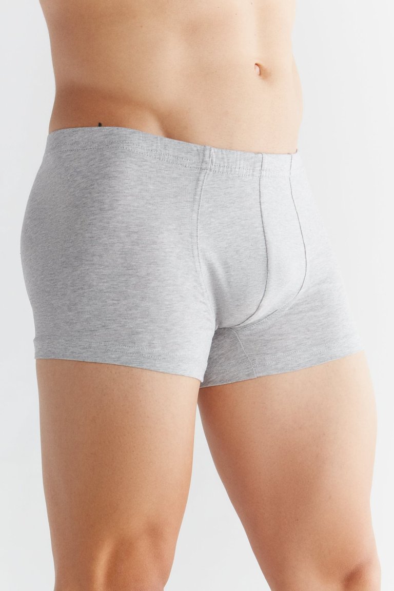 ekologiska boxershorts kalsonger gråmelerad modell sidan
