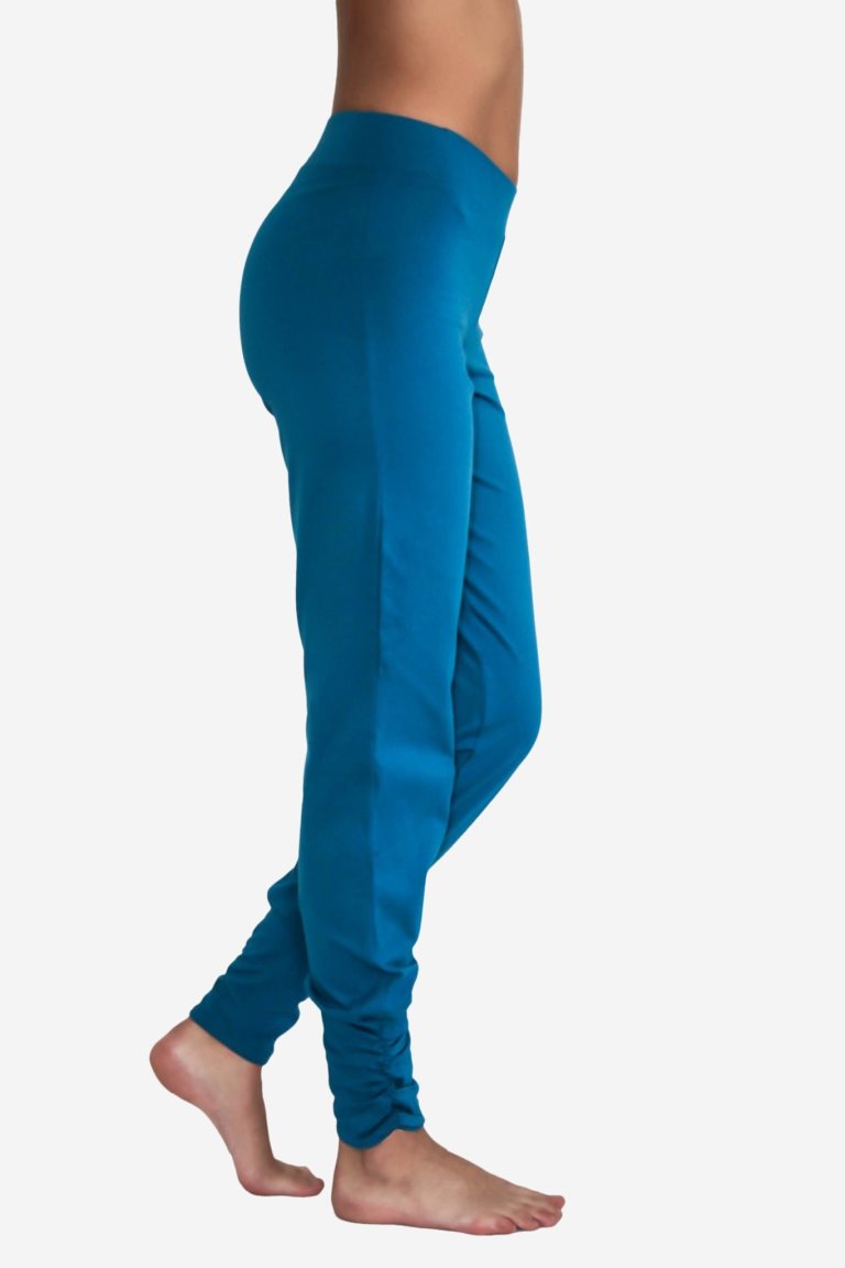 yogabyxor petrolblå modell sidan
