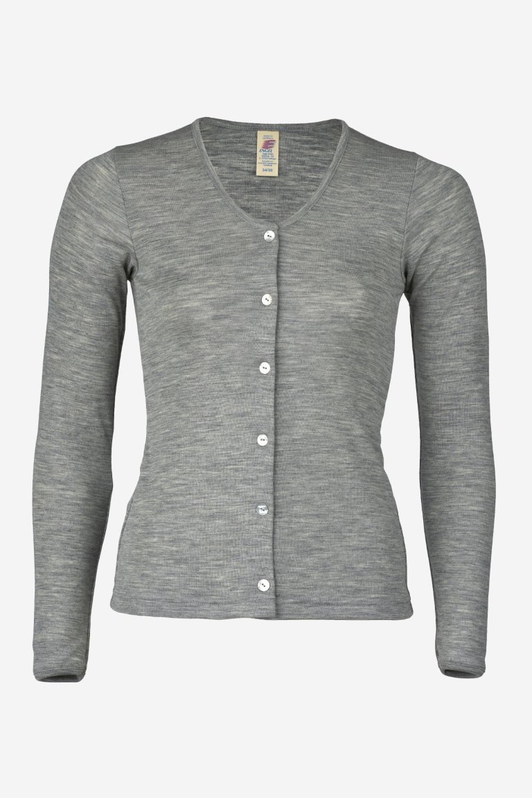 cardigan ull silke gråmelerad