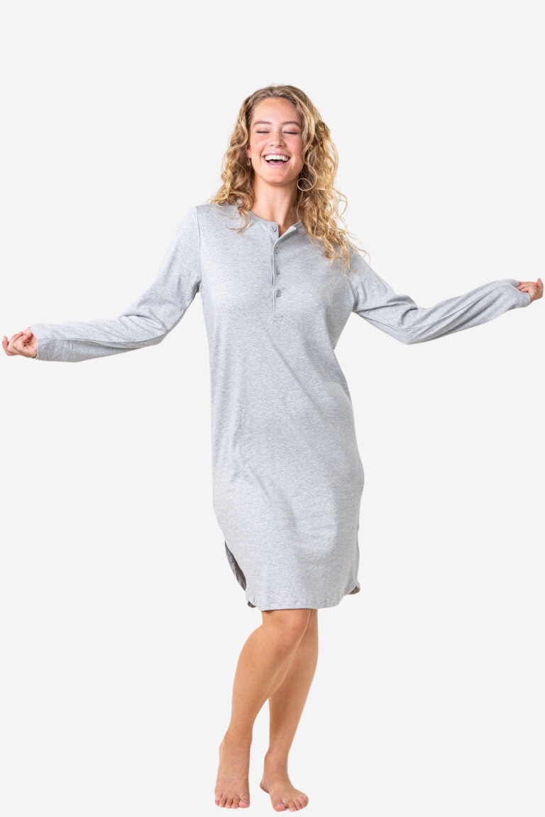 ekologiskt nattlinne unisex dominique gråmelerad modell dam