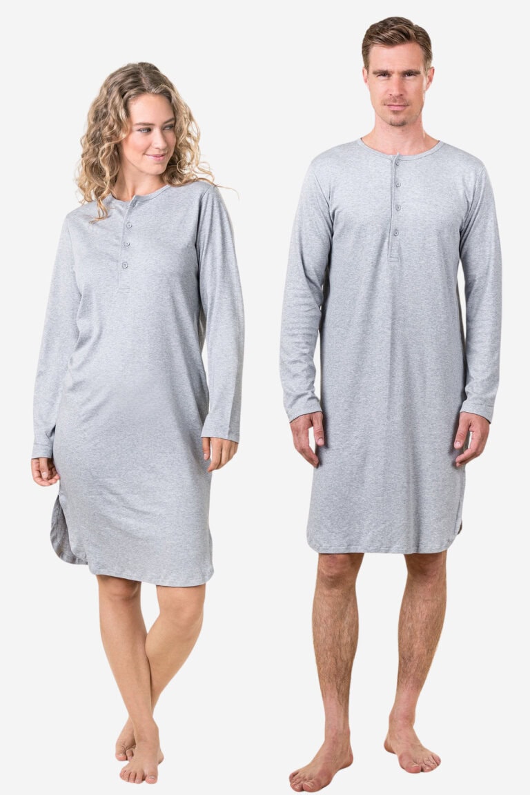 ekologiskt nattlinne unisex dominique gråmelerad modell dam/herr