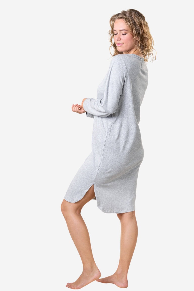 ekologiskt nattlinne unisex dominique gråmelerad modell dam sidan