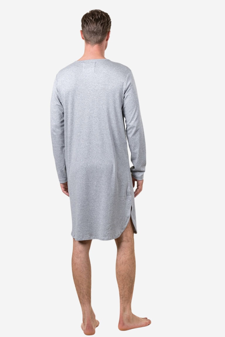 ekologiskt nattlinne unisex dominique gråmelerad modell herr bakifrån