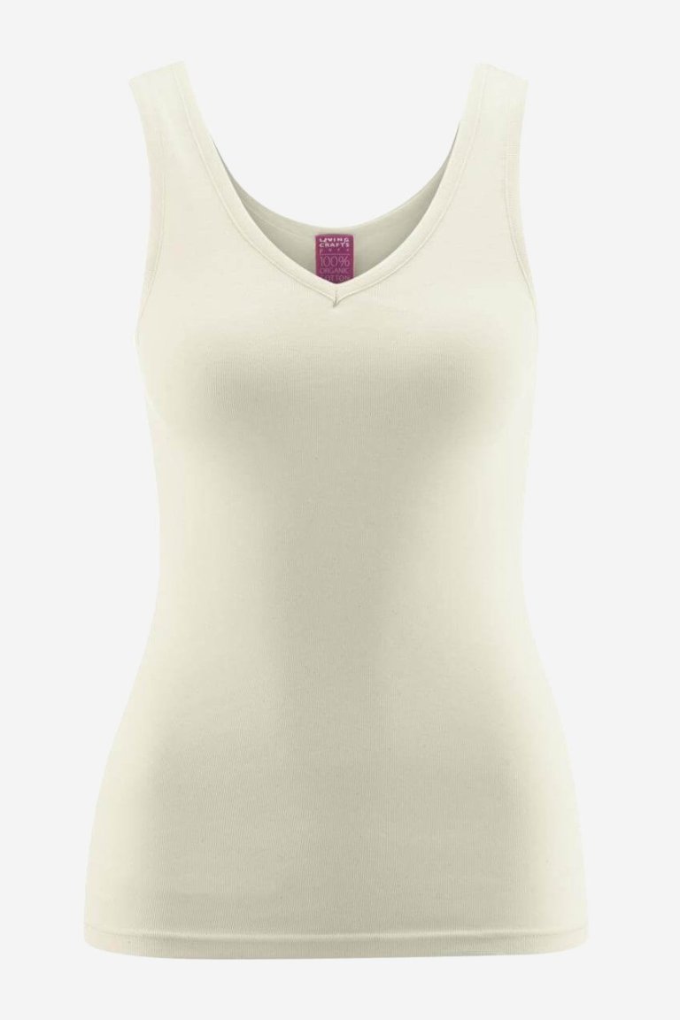 linne v-hals naturvit