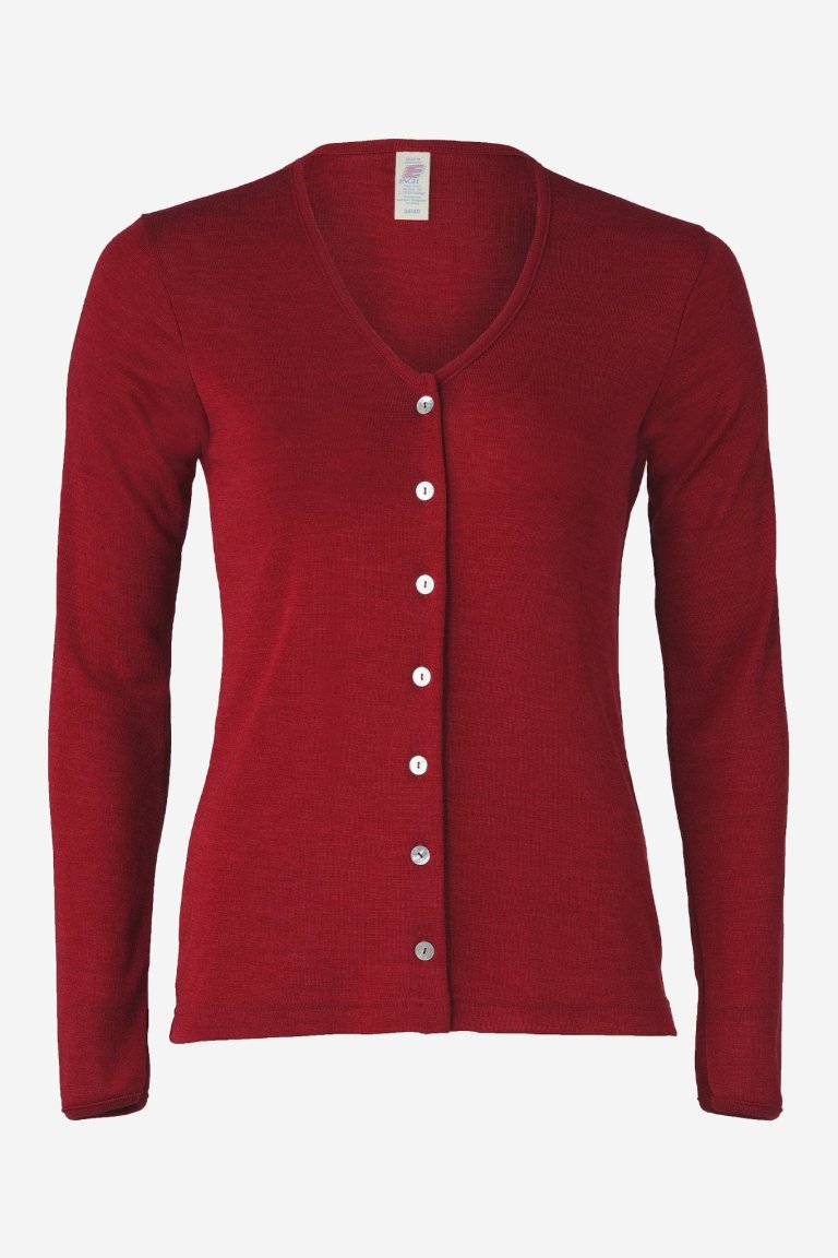 cardigan ull/silke röd