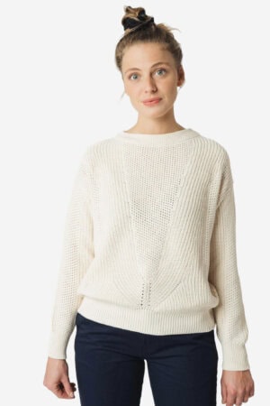 ekologisk tröja stickad seema cremevit modell