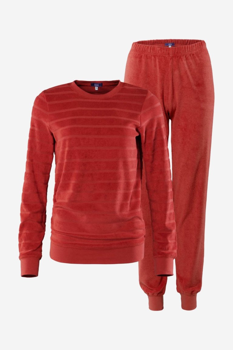 ekologisk pyjamas dam bonnie frotté röd