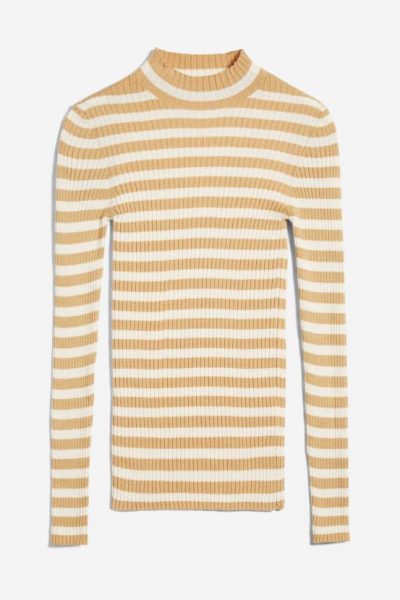 topp stickad alaani slimfit randig beige