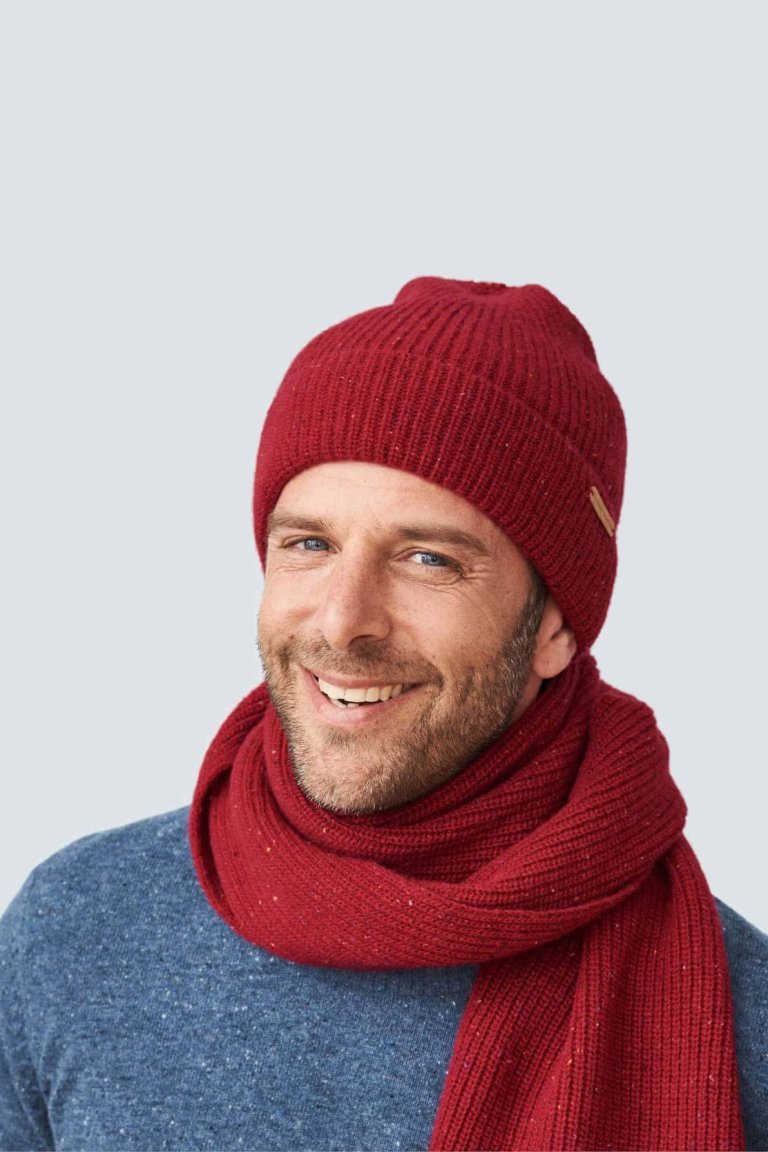 beanie mössa 100% ull jesi röd modell