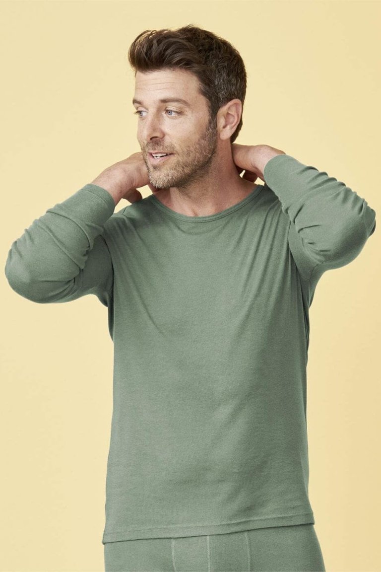undertröja ull/bomull liam grön melerad modell