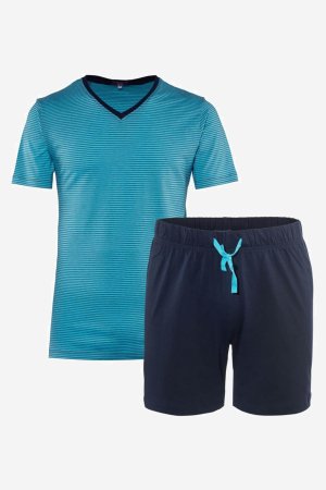 pyjamas kort herr carl turkos/marinblå