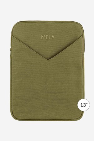 laptop fodral 13" sumit ekologisk fair trade olivgrön etikett