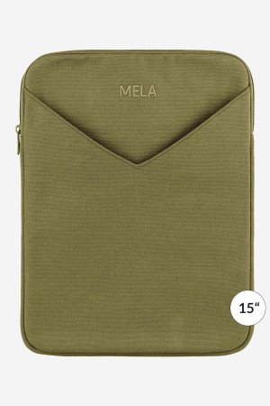 laptop fodral 15" sumit ekologisk fair trade olivgrön etikett