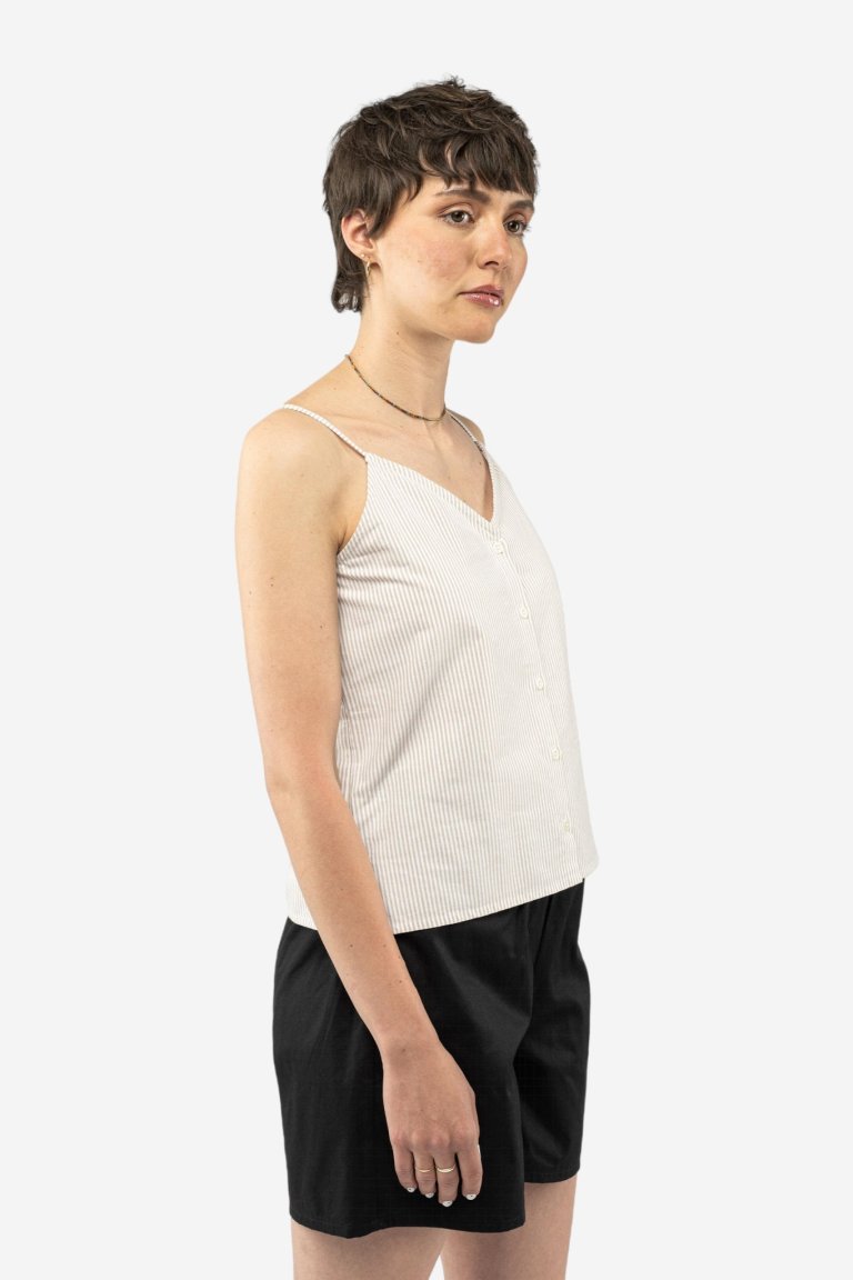 topp spaghetti band mohini randig vit/beige modell sidan