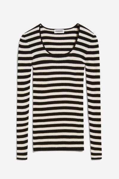 topp stickad alaani crewneck svart/cremevit