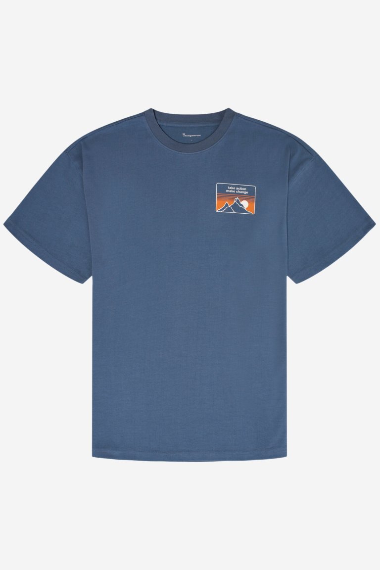 ekologisk t-shirt oversized take action make change blå