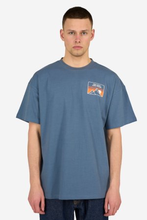 ekologisk t-shirt oversized take action make change blå modell