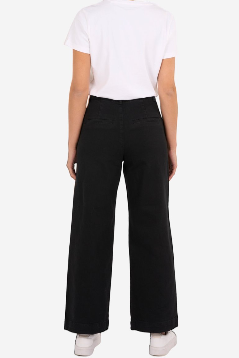 ekologisk twillbyxa dam vida posey svart modell bakifrån