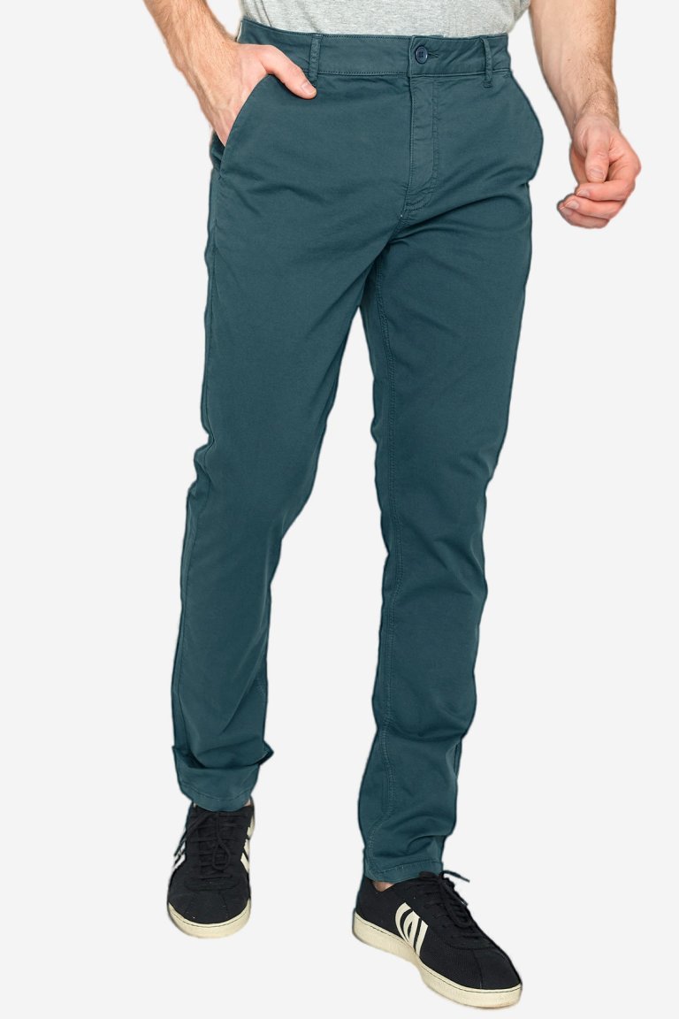 ekologiska chinos herr cykeldetalj tough petrolblå modell