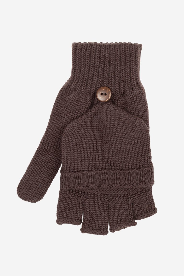 ekologiska handskar ull halvfinger unisex brun