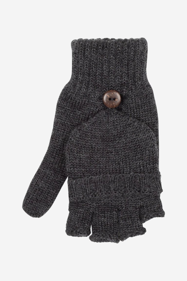ekologiska handskar ull halvfinger unisex mörkgrå melerad
