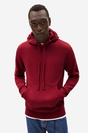 ekologisk hoodie herr paancho vinröd modell