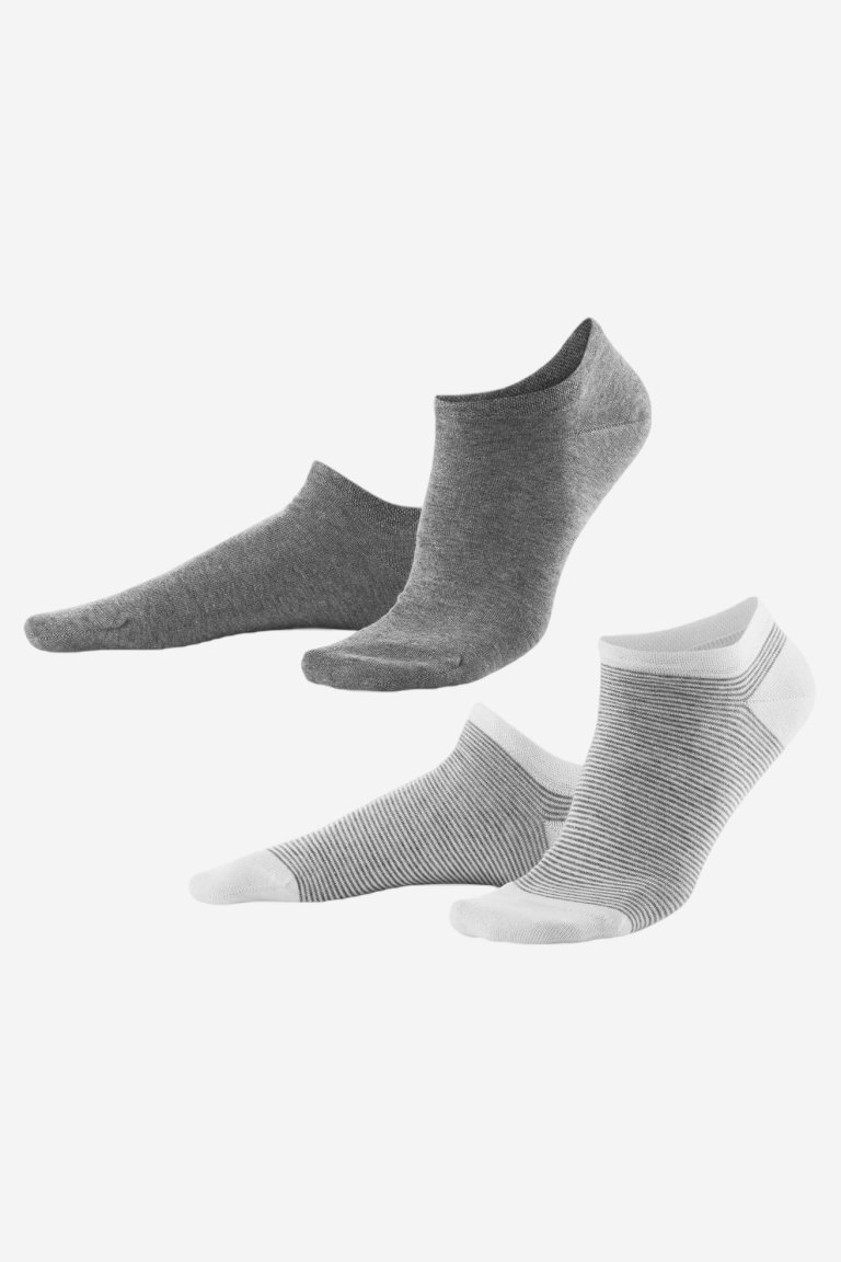 ekologiska sneaker strumpor abby 2-pack gråmelerad/vit