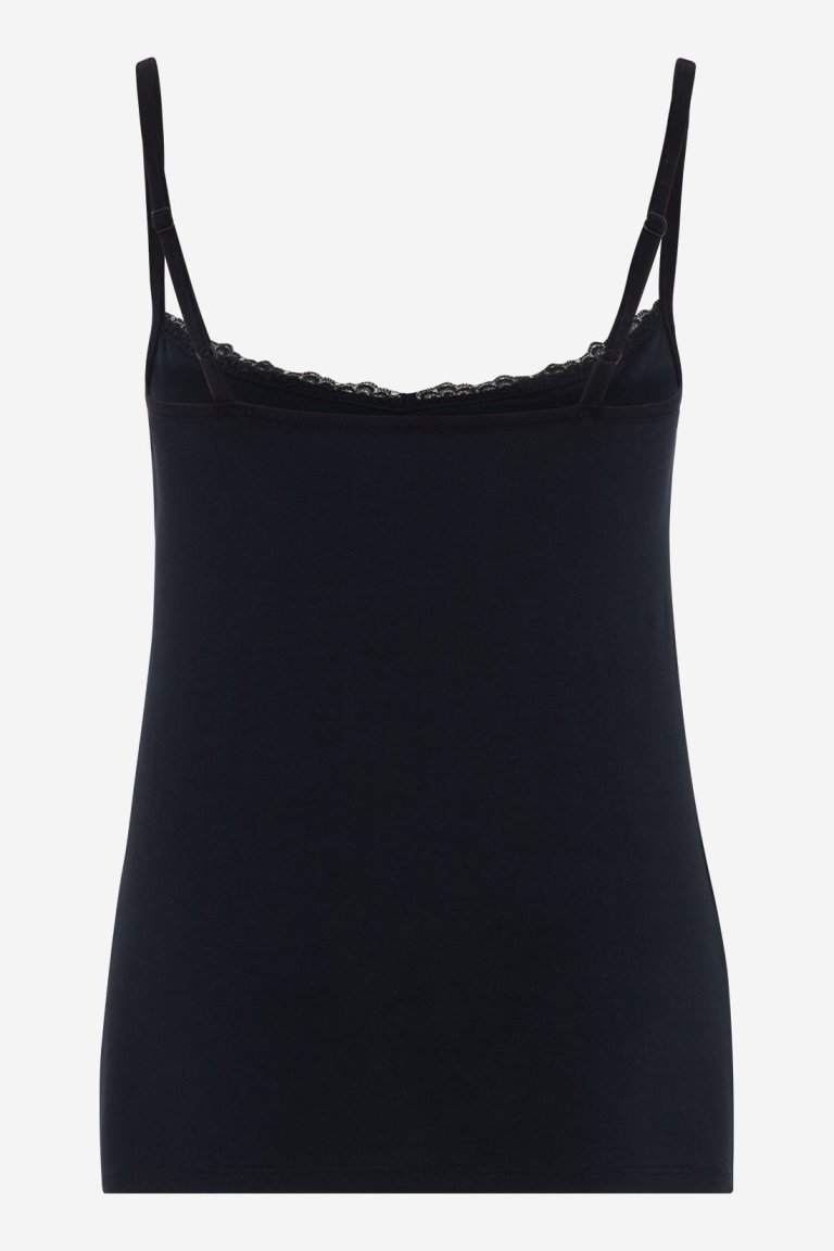ekologiskt linne camisole dolt byststöd och justerbara axelband svart