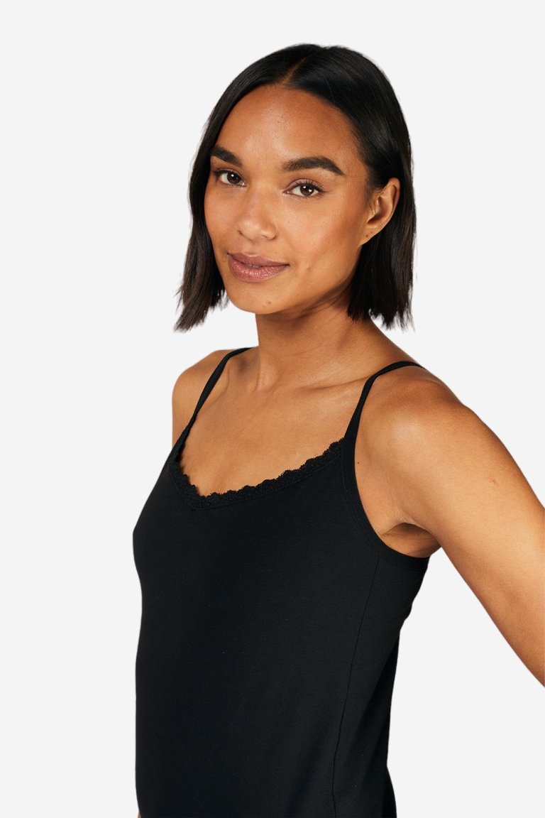 ekologiskt linne camisole dolt byststöd och justerbara axelband svart modell