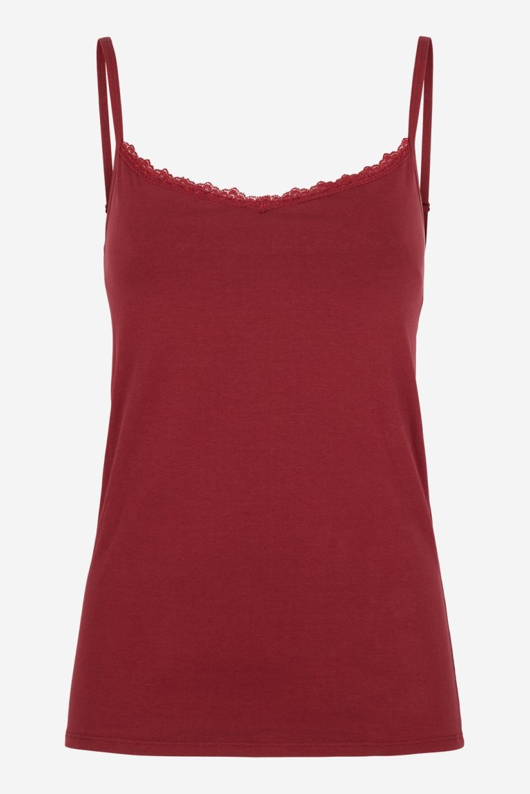 ekologiskt linne camisole dolt byststöd och justerbara axelband vinröd