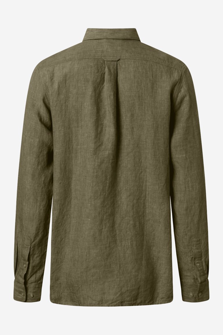 ekologisk skjorta lin khakigrön baksida