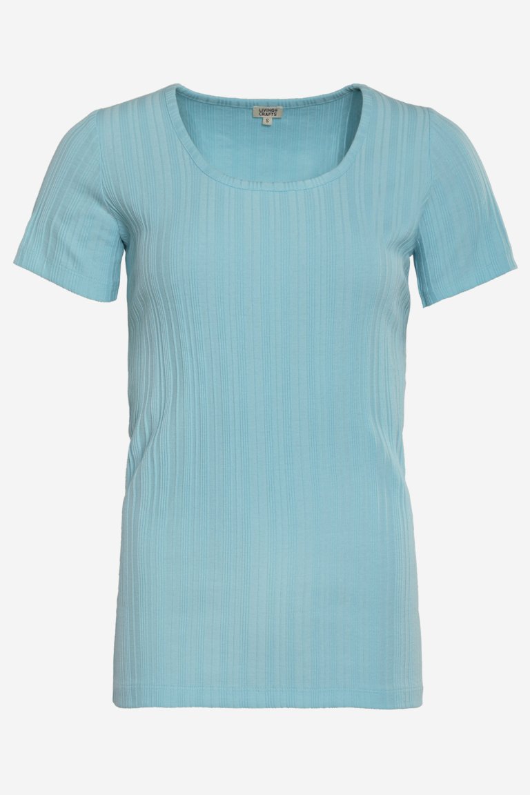 ekologisk topp ribbad opala ljusblå