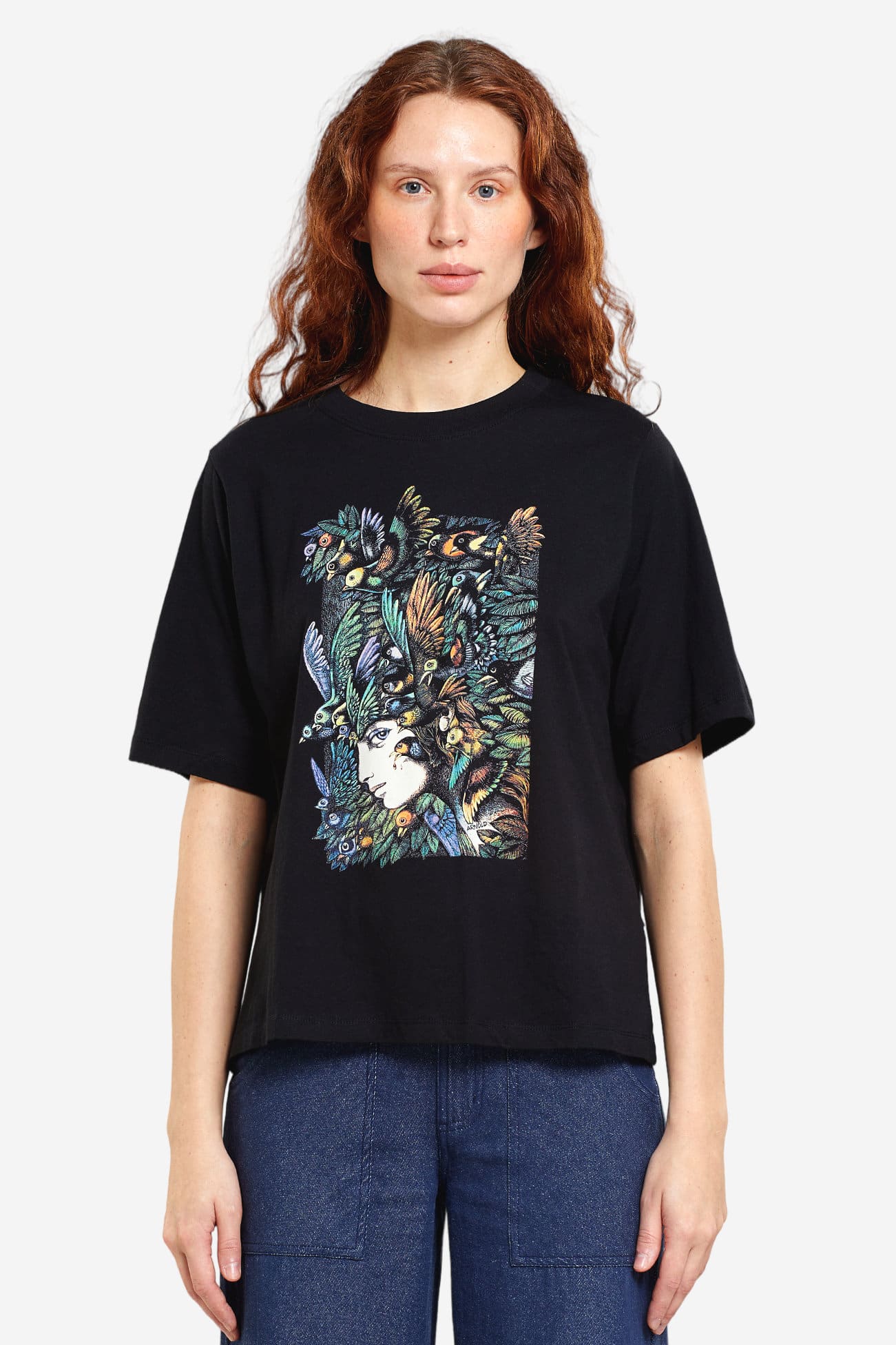 ekologisk t-shirt the bird watcher vadstena svart modell