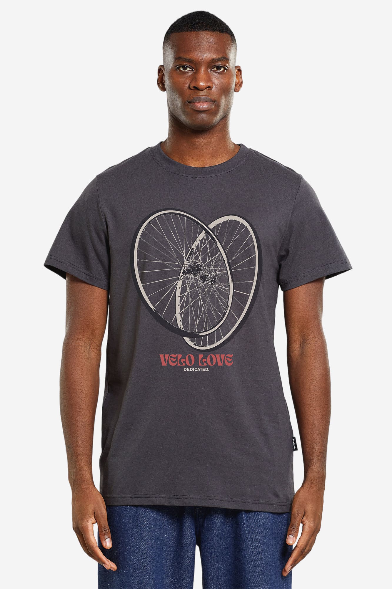 ekologisk t-shirt velo love stockholm mörkgrå modell