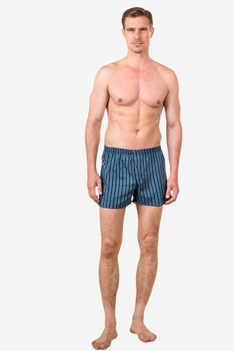 ekologiska boxershorts flanell boris 2-pack blå/-marinblå modell helbild