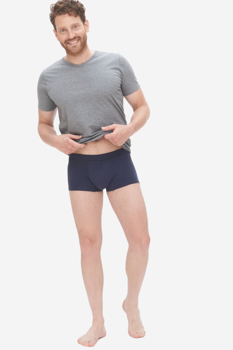 ekologiska kalsonger boxer farell 2-pack marinblå modell helbild tröja