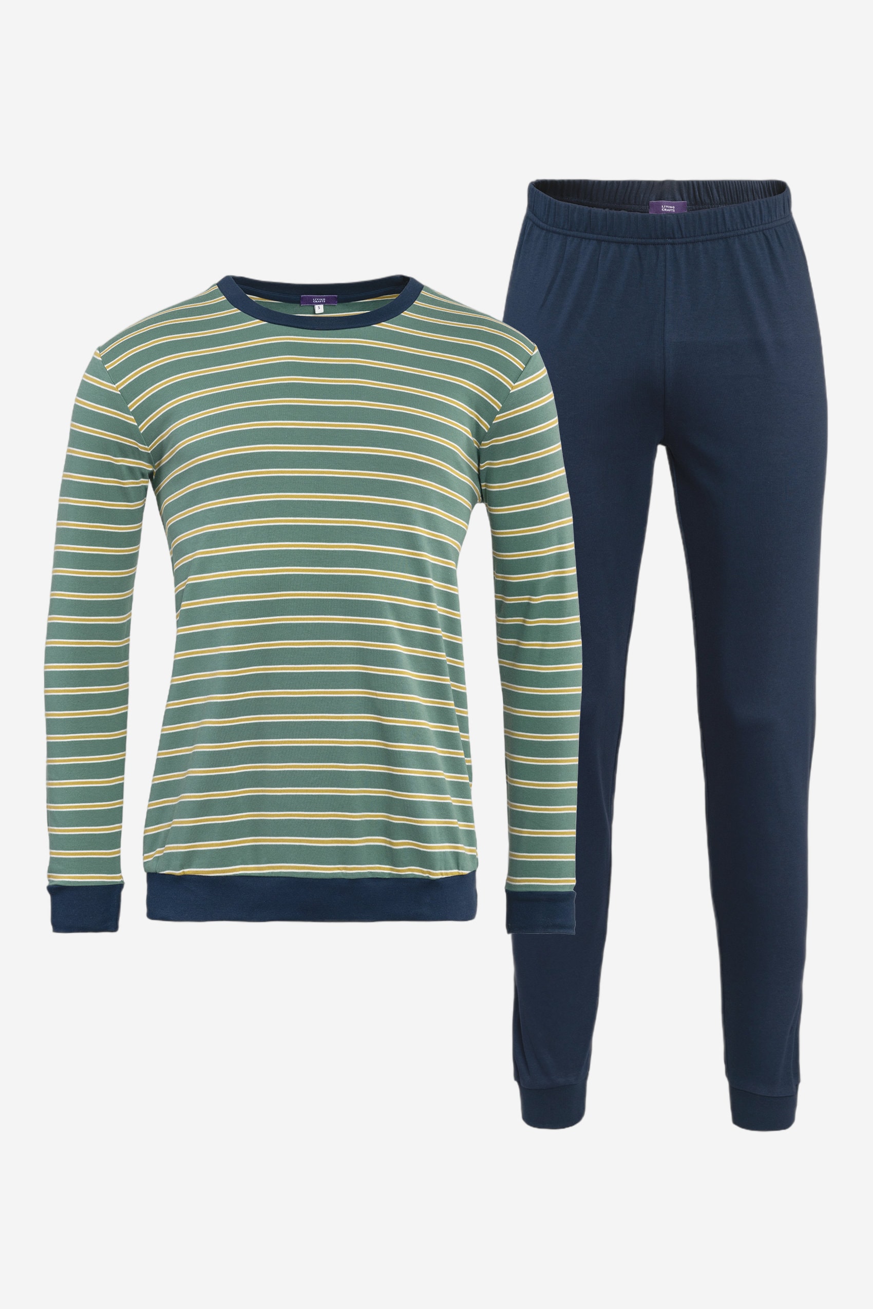 ekologisk pyjamas herr bob grön randig marinblå