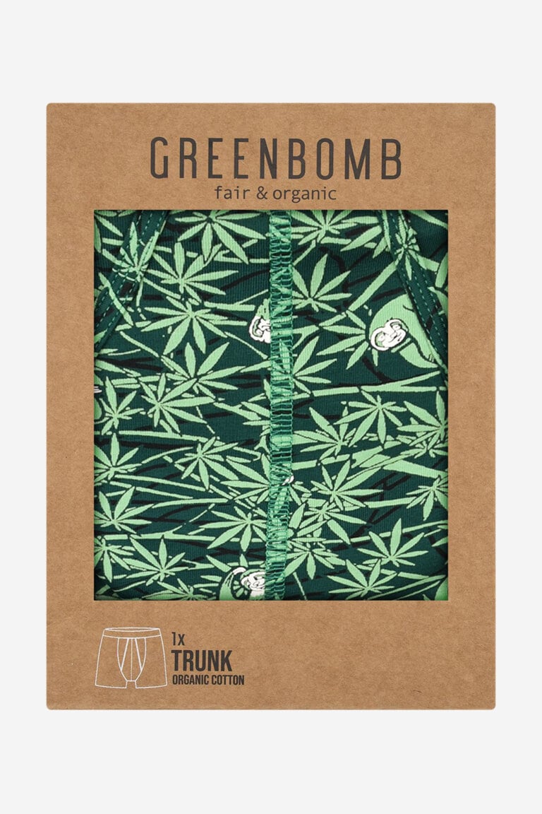 ekologiska kalsonger boxer sengångare djungel mörkgrön kartong