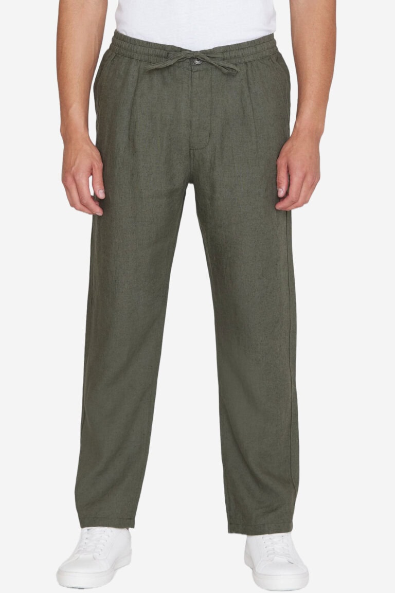 ekologiska linnebyxor herr lediga khakigrön modell