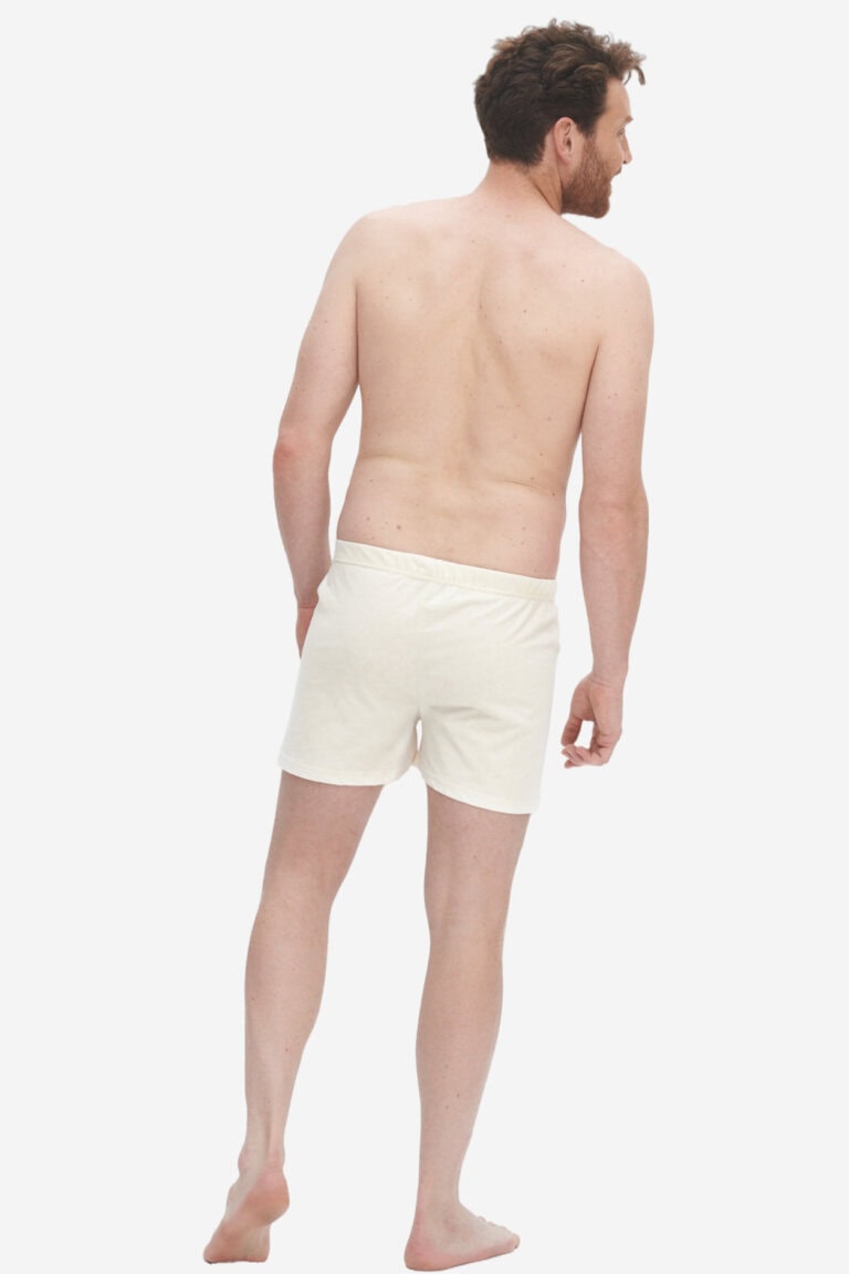ekologiska boxershorts ben naturvit modell bakifrån