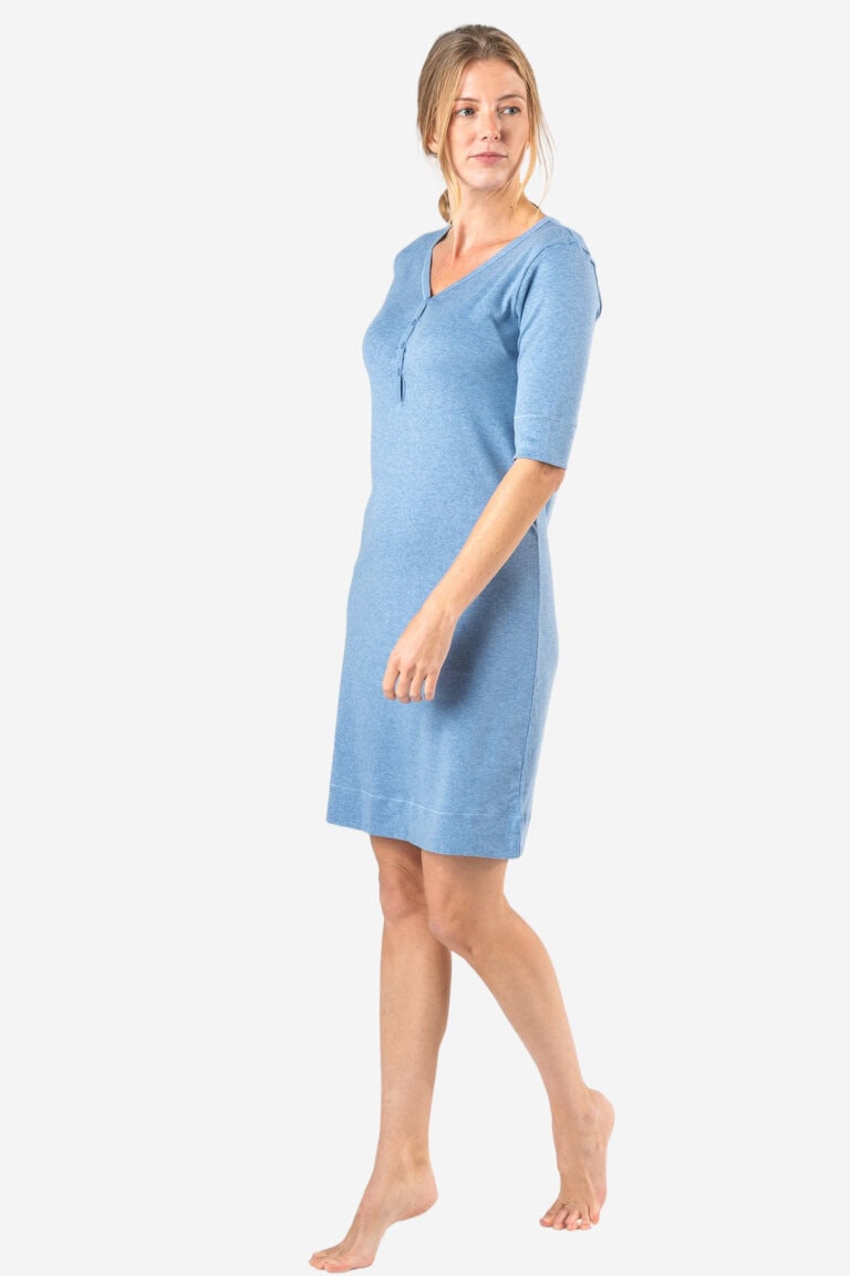 ekologiskt nattlinne halvärm retieba blåmelerad modell sidan