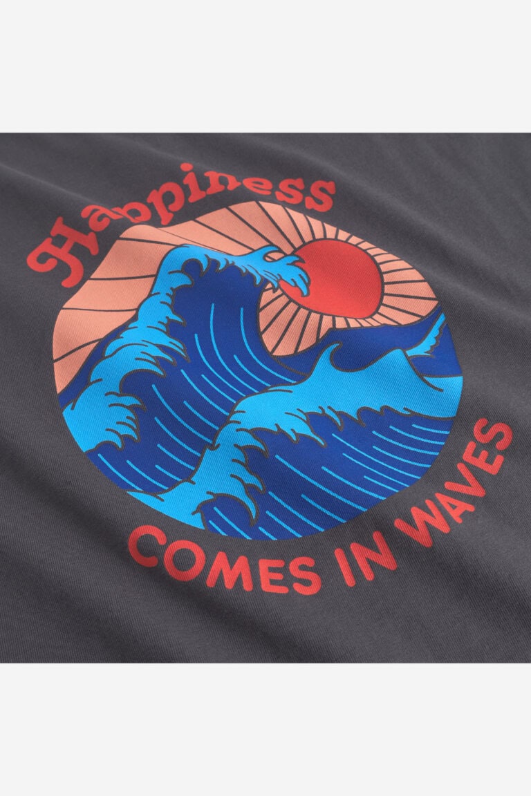 ekologisk t-shirt happiness visby mörkgrå tryck