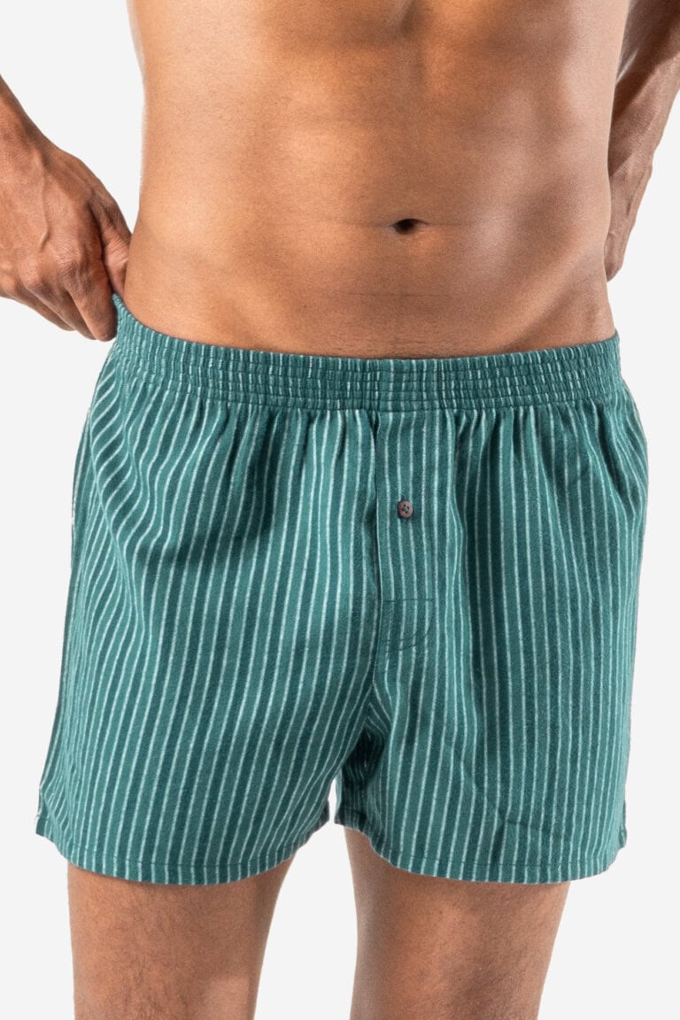 ekologiska boxershorts flanell boris 2-pack grön modell randiga