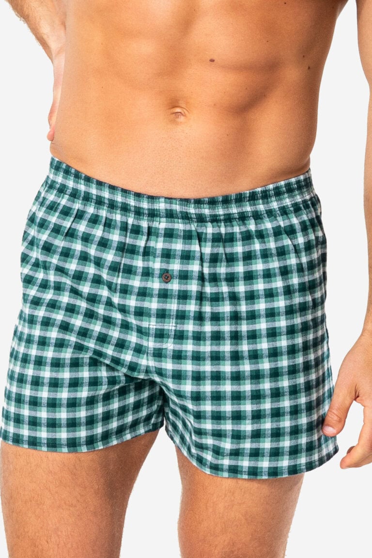 ekologiska boxershorts flanell boris 2-pack grön modell rutiga
