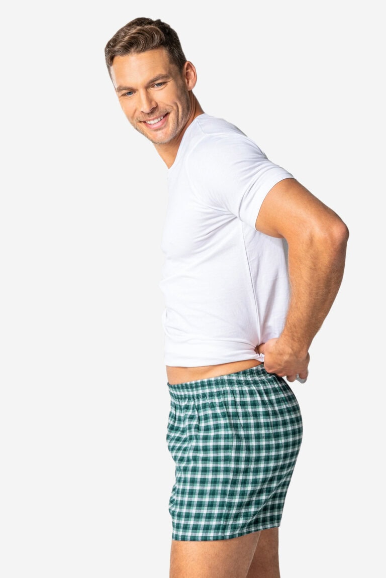 ekologiska boxershorts flanell boris 2-pack grön modell rutiga sidan