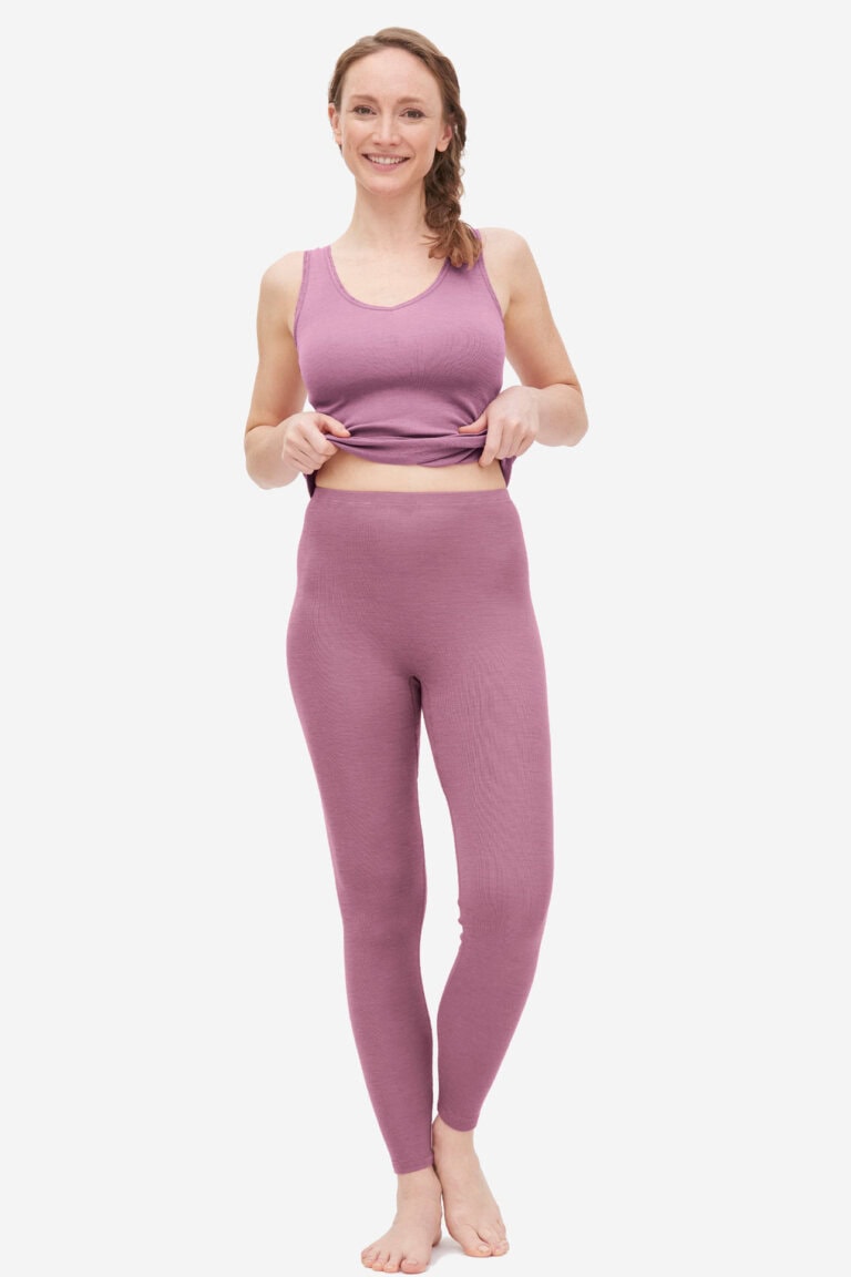 ekologiska leggings ull/silke fenja rosa modell helbild