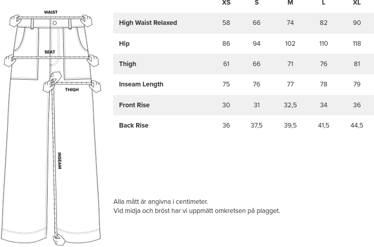 ekologiska workwear byxor canvas vara mått