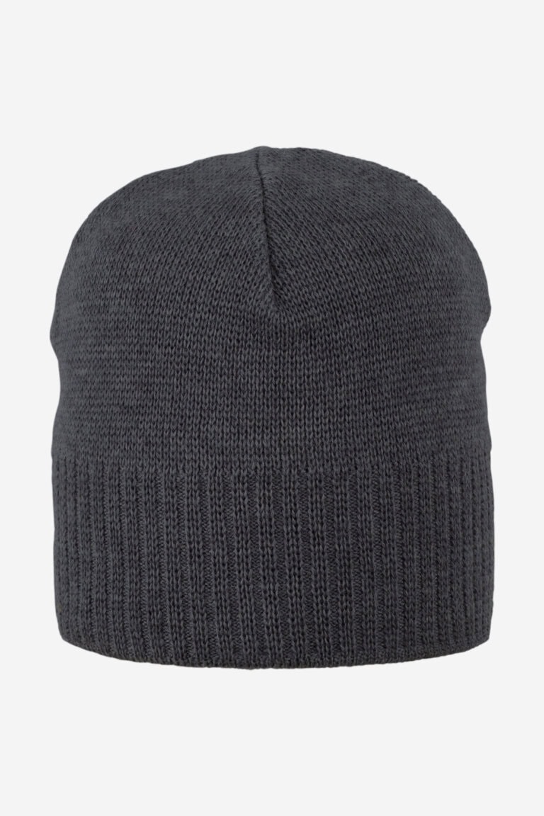 ekologisk mössa fodrad 100% ull unisex mörkgrå melerad