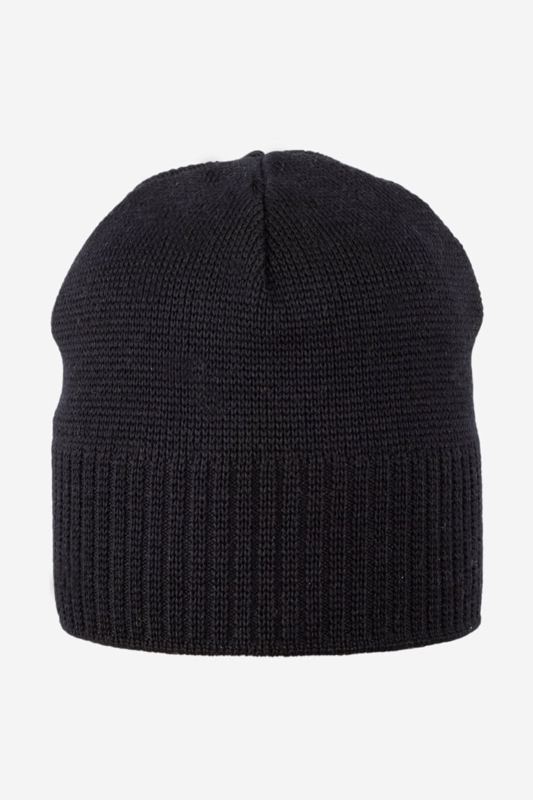 ekologisk mössa fodrad 100% ull unisex svart