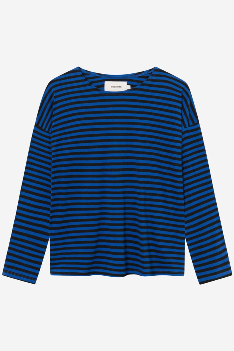 ekologisk topp långärm humledal svart/blå randig